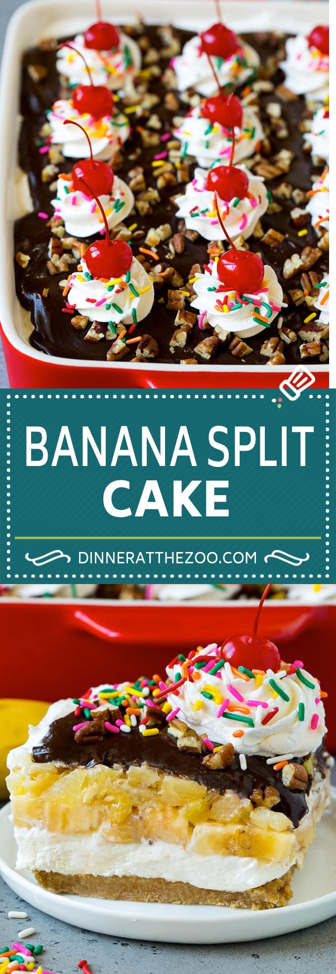 Banana Split Cake Recipe | No Bake Cake | Banana Split Dessert #banana #chocolate #nobake #cake #cheesecake #sraye