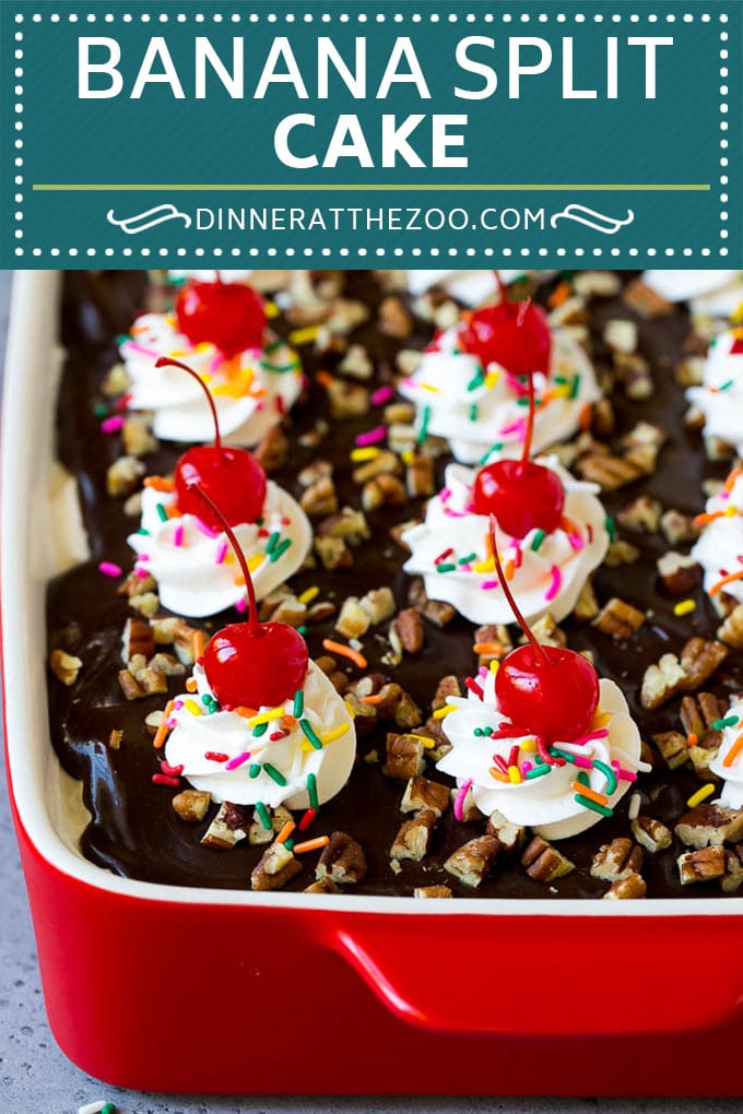 Banana Split Cake Recipe | No Bake Cake | Banana Split Dessert #banana #chocolate #nobake #cake #cheesecake #sraye