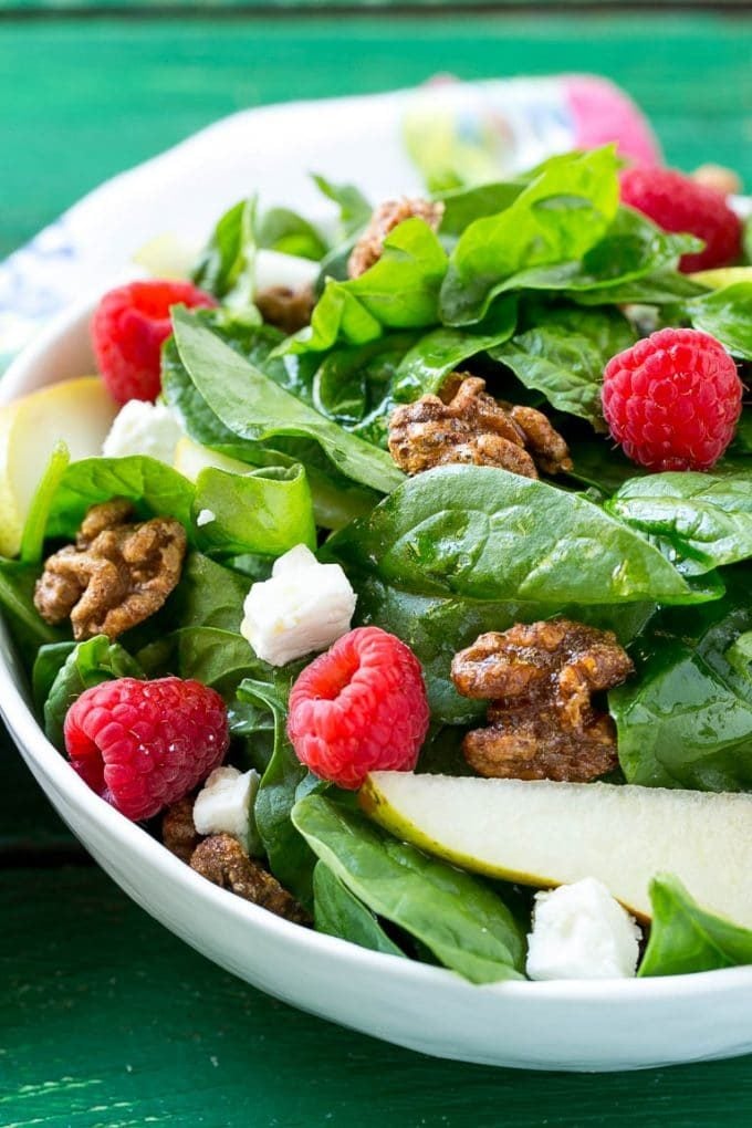 Candied Walnuts Recipe | Candied Nuts | Glazed Walnuts | Cinnamon Sugar Walnuts #walnuts #dessert #snack #sraye Spinach salad with fruit, feta cheese and candied walnuts.