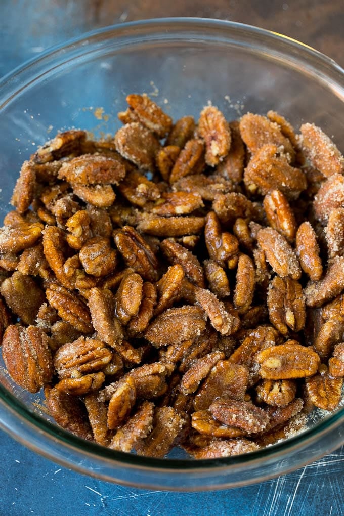Candied Pecans Recipe | Glazed Pecans | Sugared Pecans #pecans #nuts #snack #dessert #sraye Nuts coated in egg white and sugar.