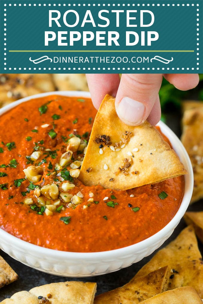 Roasted Red Pepper Dip | Muhammara Dip | Middle Eastern Dip #bellpeppers #walnuts #dip #appetizer #sraye