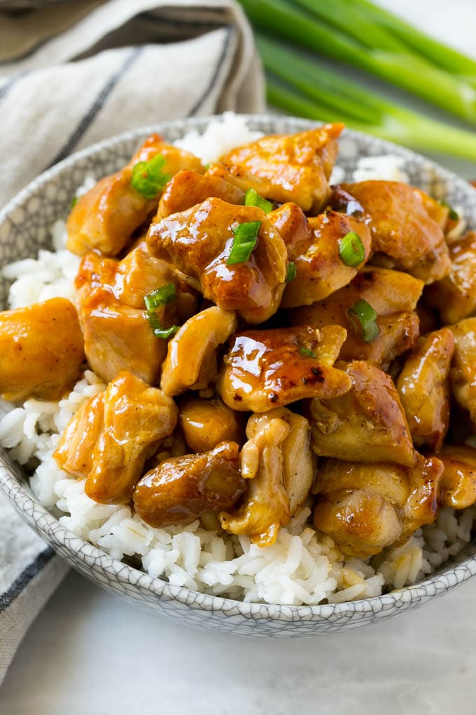 Bourbon Chicken | Sauteed Chicken | Chicken Stir Fry | Easy Chicken Recipe #chicken #dinner #sraye Sweet and savory chicken served over a bowl of rice.