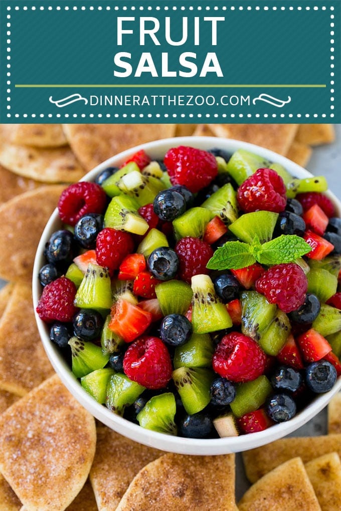 Fruit Salsa Recipe | Dessert Salsa | Cinnamon Sugar Chips | Fruit Recipe #fruit #kiwi #blueberry #strawberry #dip #salsa #sraye #dessert #snack