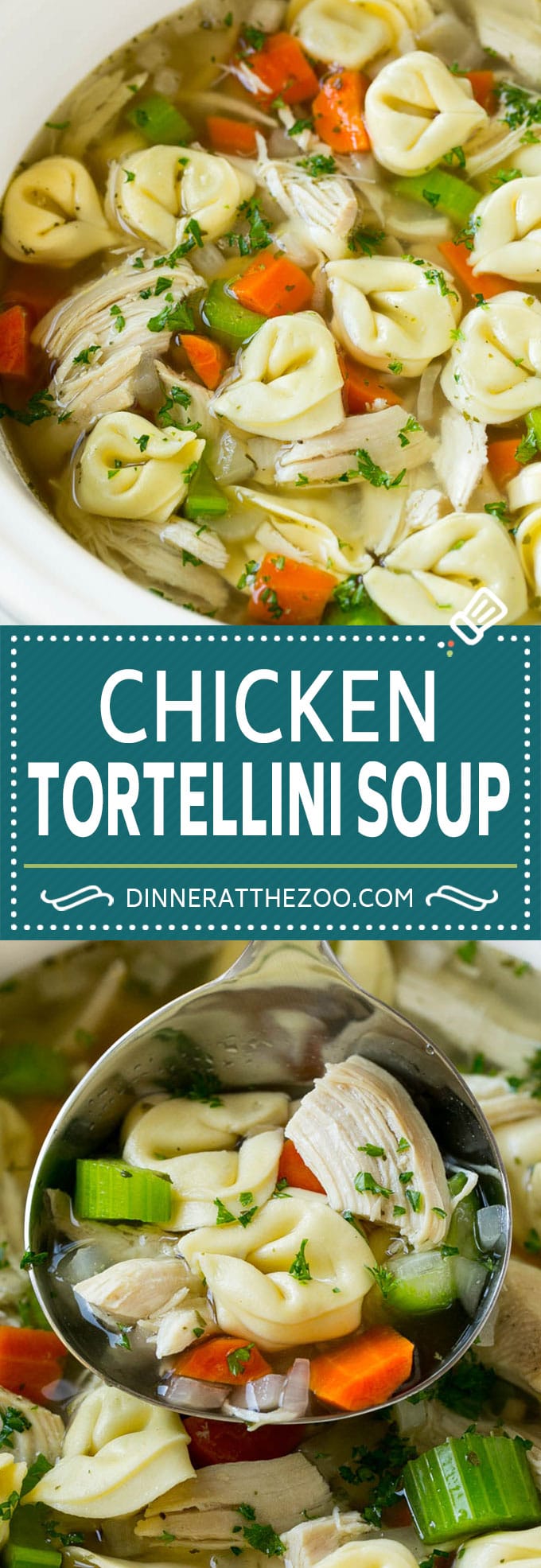 Chicken Tortellini Soup #soup #chicken #pasta #tortellini #slowcooker #crockpot #dinner #sraye