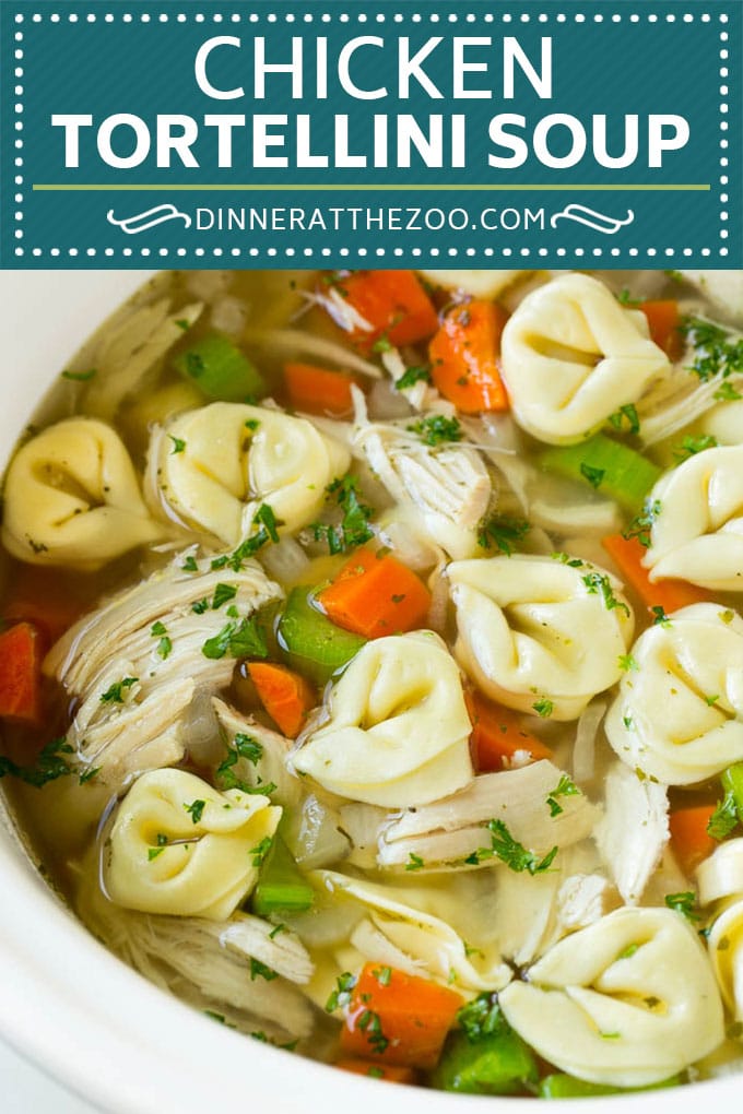 Chicken Tortellini Soup #soup #chicken #pasta #tortellini #slowcooker #crockpot #dinner #sraye