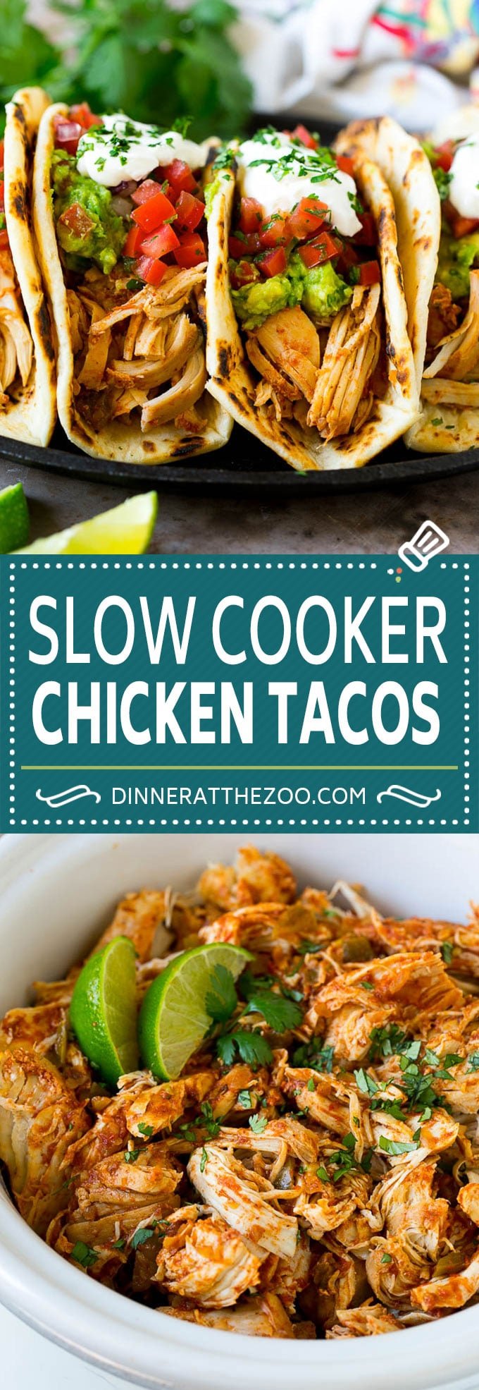 Slow Cooker Chicken Tacos Recipe | Crock Pot Chicken Tacos #tacos #chicken #slowcooker #crockpot #tacotuesday #dinner #sraye