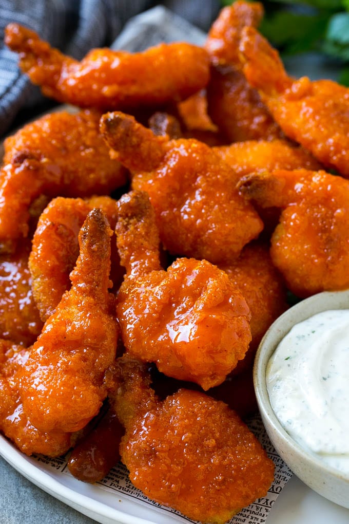 Buffalo Shrimp Recipe | Crispy Buffalo Shrimp | Fried Shrimp | Shrimp Appetizer #shrimp #buffalo #buffaloshrimp #appetizer #friedshrimp #sraye Buffalo Shrimp served with a ranch dipping sauce.