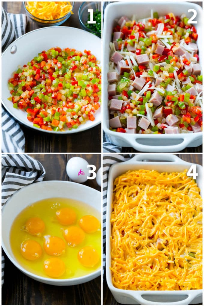 Hash Brown Egg Casserole Recipe | Breakfast Casserole with Ham | Hash Brown Casserole | Ham and Egg Casserole | Egg Casserole with Ham #casserole #breakfast #eggs #egg #hashbrown #sraye Step by step shots showing how to make an egg casserole.