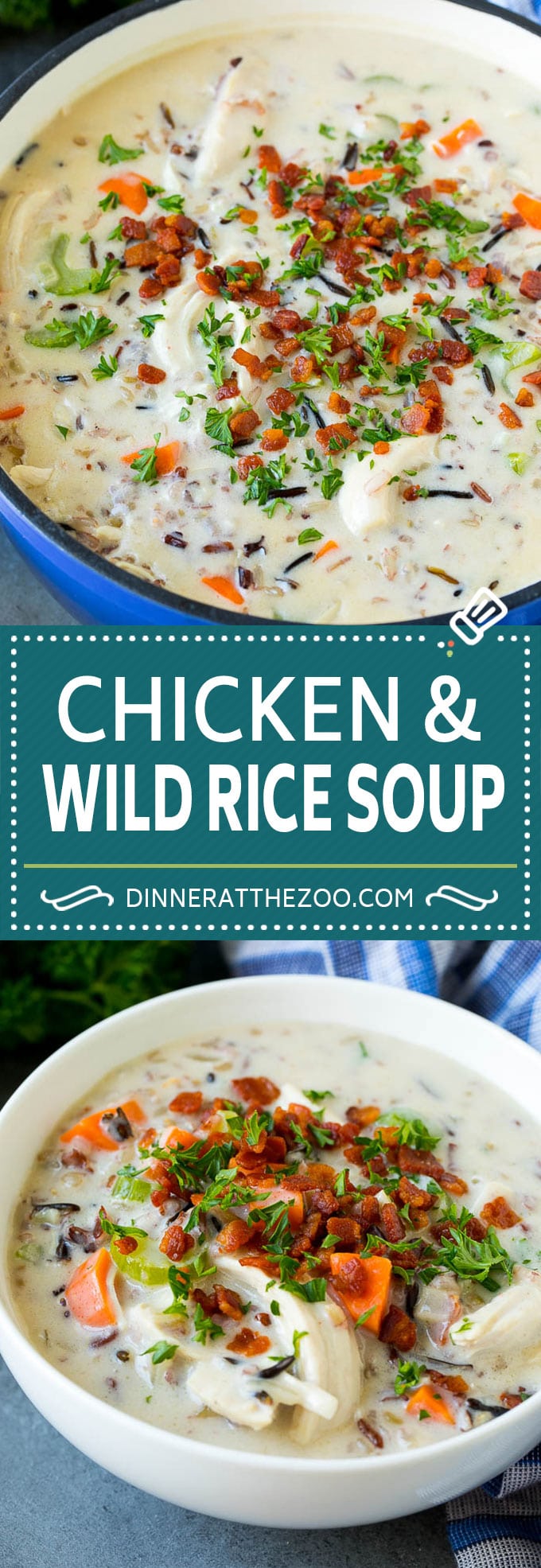 Chicken and Wild Rice Soup Recipe | Creamy Chicken Soup #chicken #rice #soup #bacon #dinner #sraye