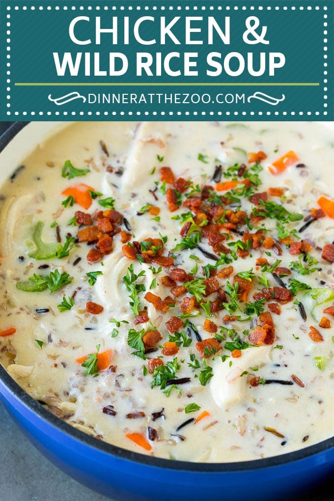 Chicken and Wild Rice Soup Recipe | Creamy Chicken Soup #chicken #rice #soup #bacon #dinner #sraye