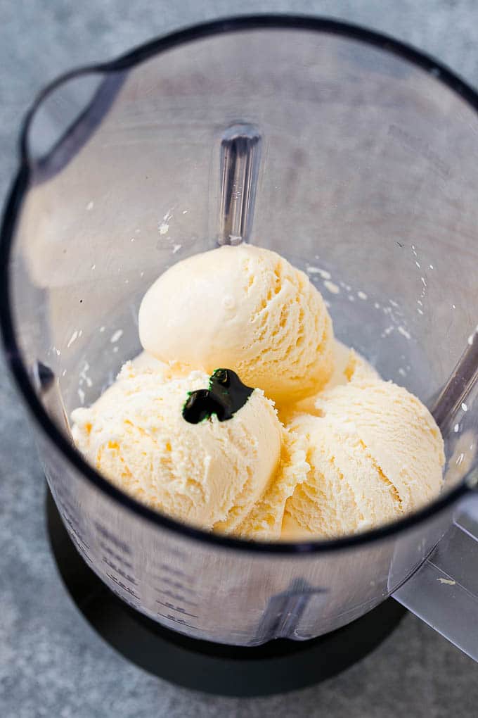 Shamrock Shake Recipe | McDonald's Shamrock Shake | Saint Patrick's Day Drink | Mint Milkshake #milkshake #stpatricksday #saintpatricksday #mint #sraye A blender of vanilla ice cream, milk, mint extract and green food coloring.