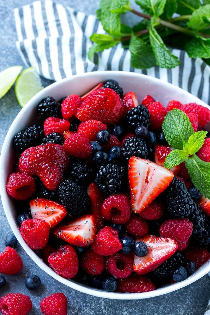 Berry Fruit Salad Recipe | Berry Salad | Summer Berry Salad | Fruit Salad Recipe #berries #fruitsalad #sraye A bowl of berry fruit salad tossed in a honey lime dressing and garnished with fresh mint.
