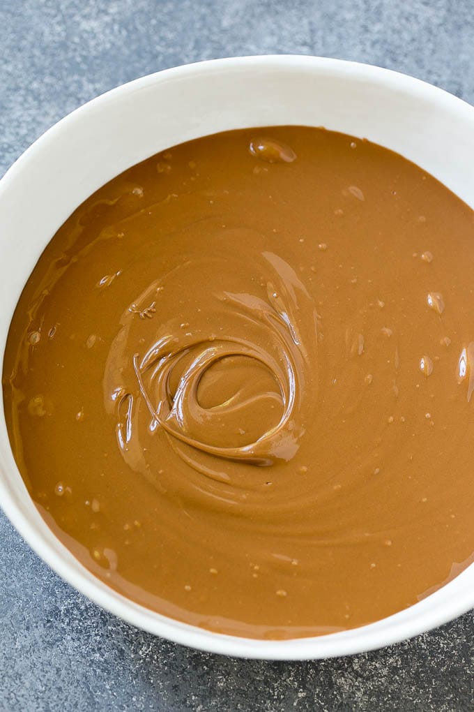 Haystack Cookies Recipe | No Bake Cookies | Chow Mein Noodle Cookies #nobakecookies #cookies #recipe #chocolate #sraye A bowl of melted milk chocolate chips and butterscotch chips.