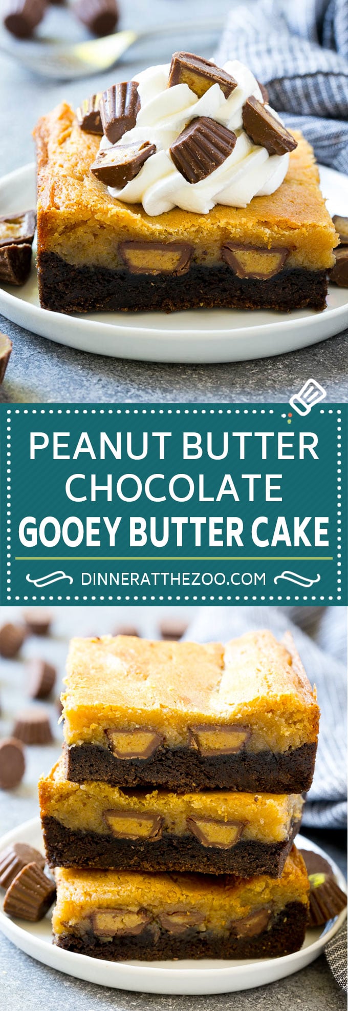Peanut Butter Chocolate Gooey Butter Cake Recipe | Gooey Butter Cake | Peanut Butter Cake | Chocolate Peanut Butter Cake #cake #butter #peanutbutter #chocolate #dessert #sraye