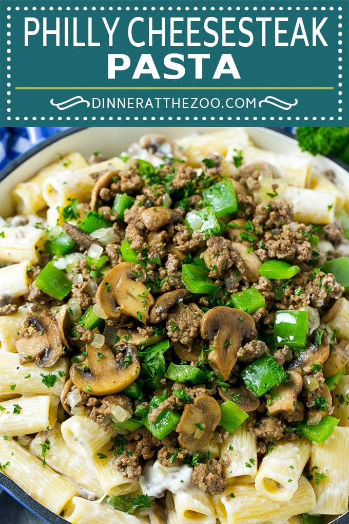 Philly Cheesesteak Pasta | Ground Beef Pasta | Creamy Pasta #phillycheesesteak #beef #pasta #peppers #mushrooms #dinner #sraye