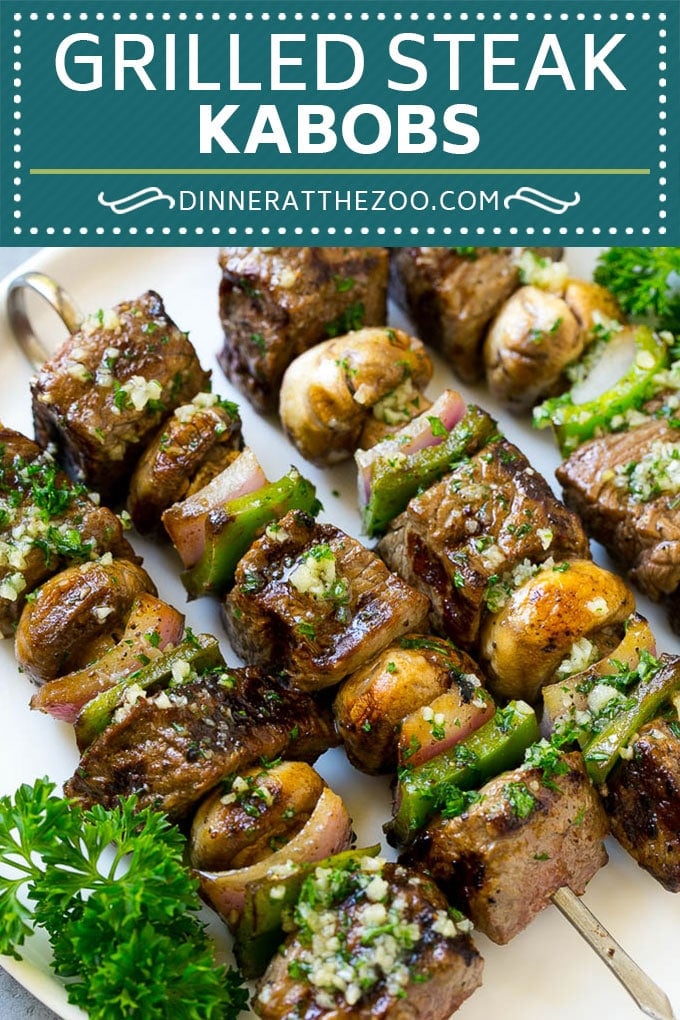 Steak Kabobs Recipe | Beef Kabobs | Grilled Steak | Steak Skewers #beef #steak #kabobs #grilling #garlic #mushrooms #sraye