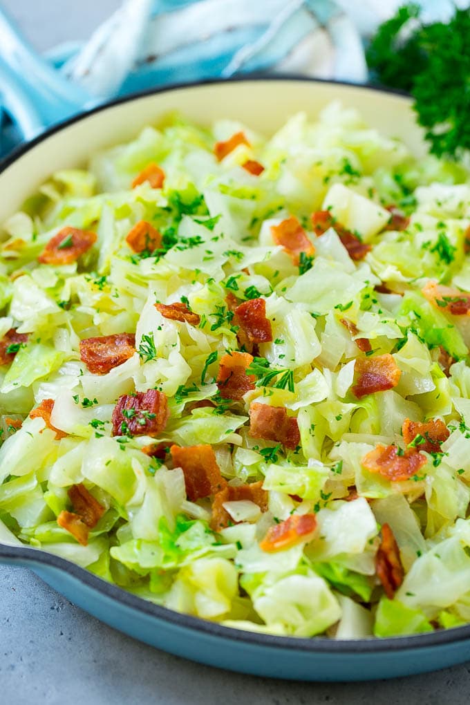 Fried Cabbage Recipe | Cabbage with Bacon | Cabbage Side Dish #cabbage #bacon #sidedish #lowcarb #keto #sraye Fried cabbage with bacon, onions and parsley.