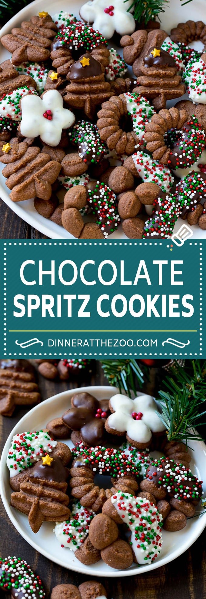 Chocolate Spritz Cookies | Christmas Cookies | Spritz Cookies #christmas #cookies #chocolate #sprinkles #baking #dessert #sraye