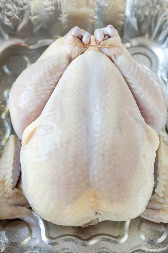 Smoked Chicken Recipe | Whole Smoked Chicken | BBQ Chicken #chicken #smoker #BBQ #dinner #sraye #glutenfree #lowcarb Raw poultry in a roasting pan.