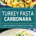 Turkey Pasta Carbonara | Turkey Pasta | Leftover Turkey Recipe #turkey #pasta #bacon #peas #dinner #sraye