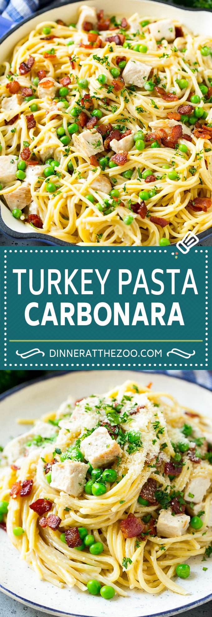 Turkey Pasta Carbonara | Turkey Pasta | Leftover Turkey Recipe #turkey #pasta #bacon #peas #dinner #sraye