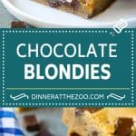 Blondies Recipe | Chocolate Chunk Blondies | Bar Cookies #blondies #cookies #chocolate #dessert #sweets #sraye
