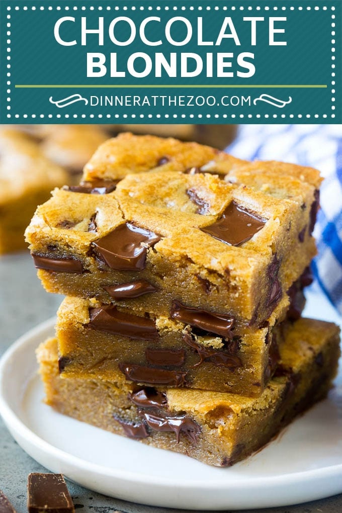 Blondies Recipe | Chocolate Chunk Blondies | Bar Cookies #blondies #cookies #chocolate #dessert #sweets #sraye