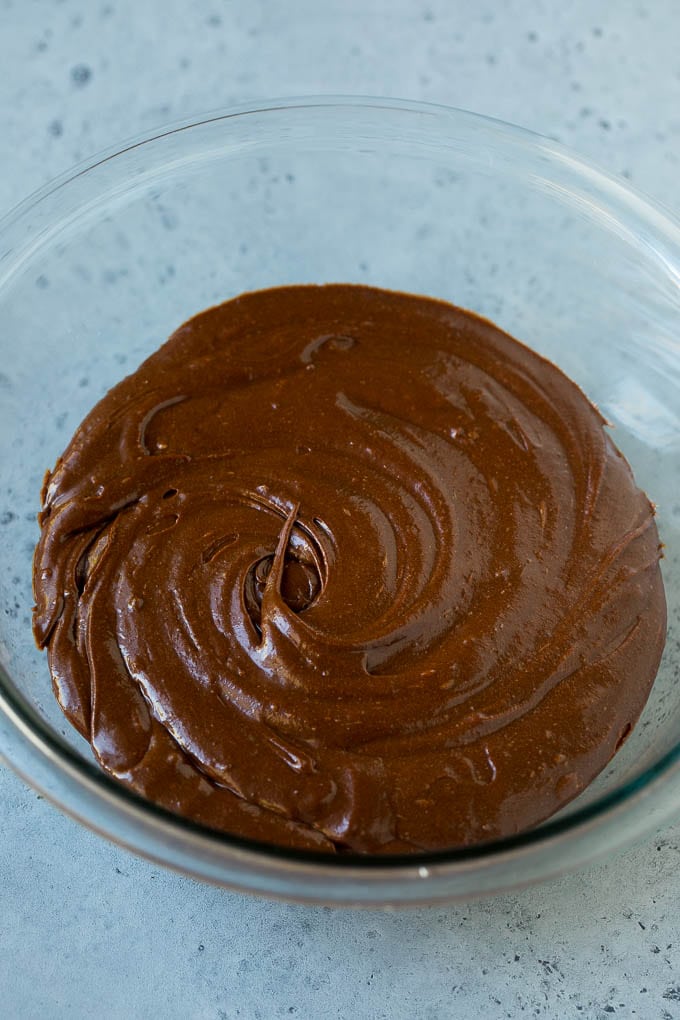 Cosmic Brownies Recipe | Cocoa Brownies | Frosted Brownies #brownies #chocolate #dessert #sraye #sprinkles A bowl of cocoa brownie batter.