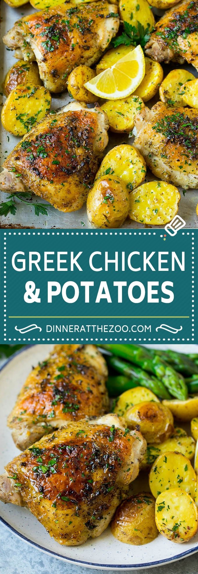 Greek Chicken and Potatoes Recipe | Sheet Pan Dinner | Roasted Chicken Thighs #chicken #chickenthighs #garlic #potatoes #onepotmeal #dinner #sraye #cleaneating