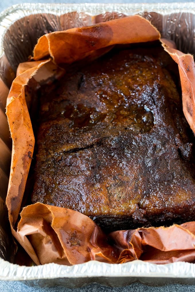 Smoked Brisket Recipe | Beef Brisket | BBQ Beef #brisket #smoker #beef #bbq #dinner #sraye Beef brisket inside butcher paper.
