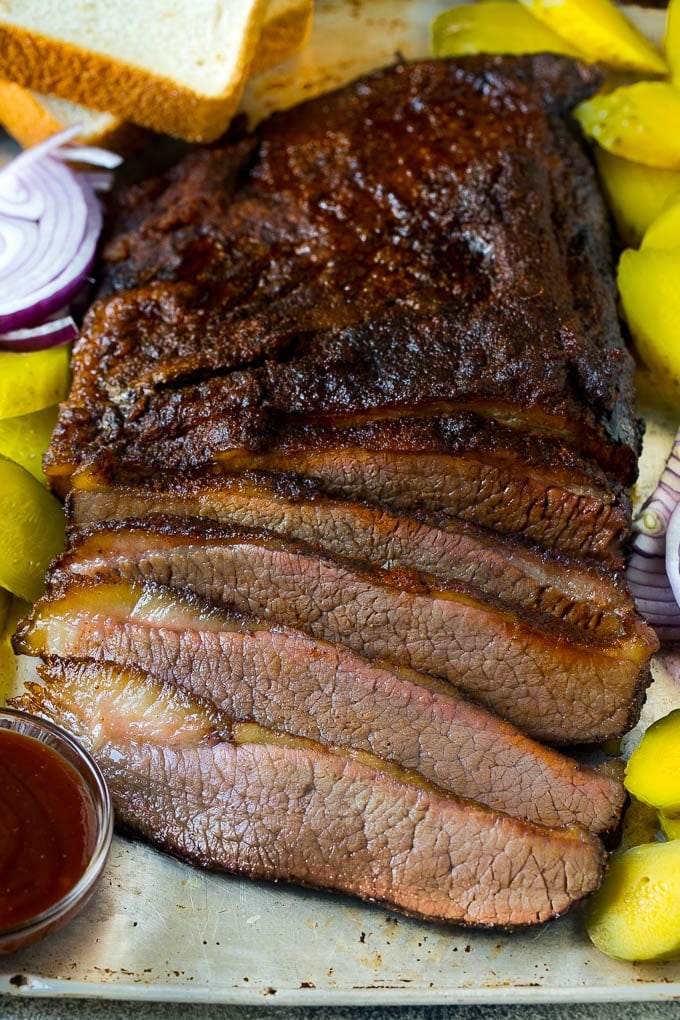 Smoked Brisket Recipe | Beef Brisket | BBQ Beef #brisket #smoker #beef #bbq #dinner #sraye Smoked brisket sliced and served with pickles, onions and bread.