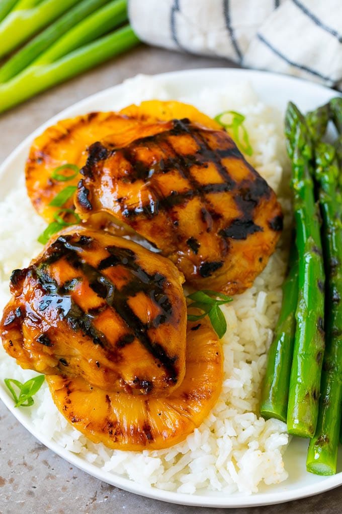 Huli Huli Chicken Recipe | Hawaiian Chicken | Grilled Chicken Thighs #chicken #pineapple #grilling #dinner #sraye Huli huli chicken and pineapple served over rice.