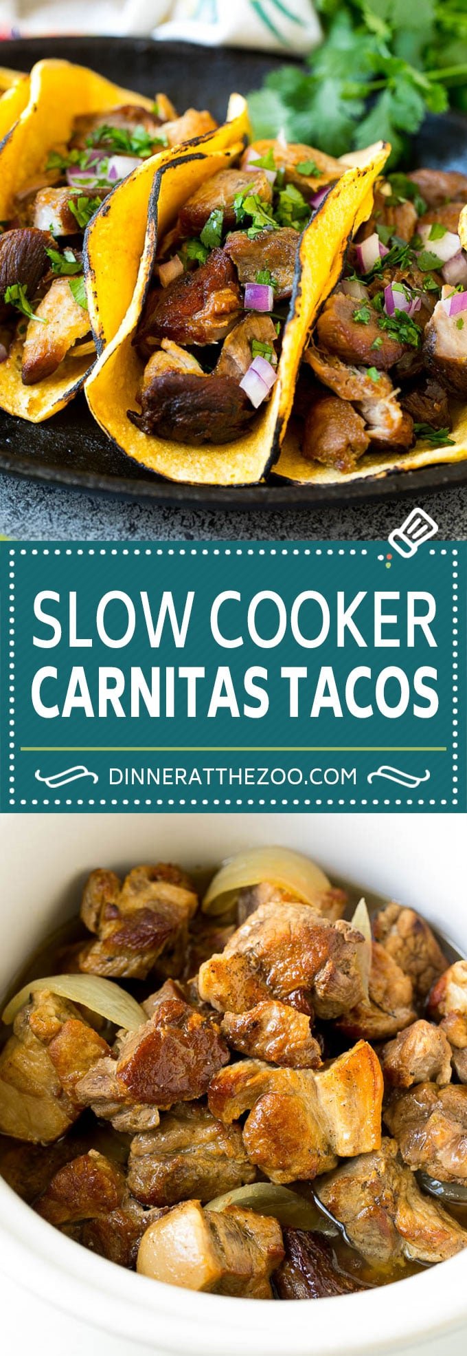 Slow Cooker Carnitas Tacos Recipe | Pork Tacos #tacos #pork #dinner #slowcooker #crockpot #sraye