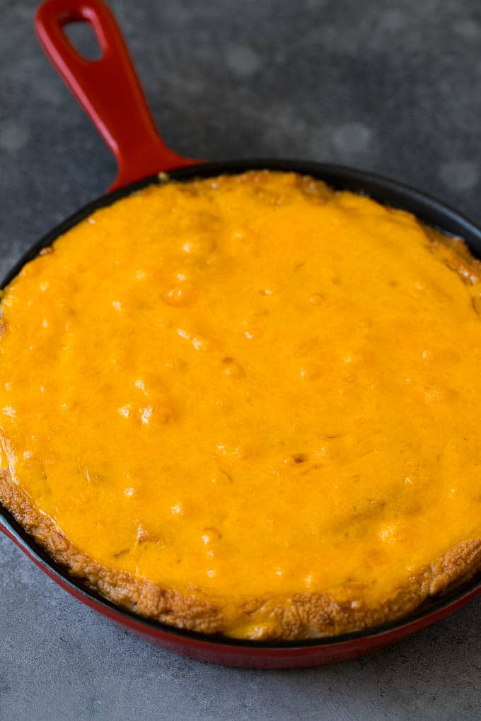 Bean Dip Recipe | Mexican Dip #dip #appetizer #mexicanfood #beans #cheese #sraye Baked refried beans topped with melted cheddar cheese.