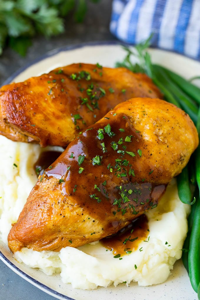 Slow Cooker Chicken Breast Recipe | Crock Pot Chicken Breast | Chicken and Gravy #chicken #slowcooker #crockpot #gravy #dinner #sraye Slow cooker chicken breast served with mashed potatoes and green beans.