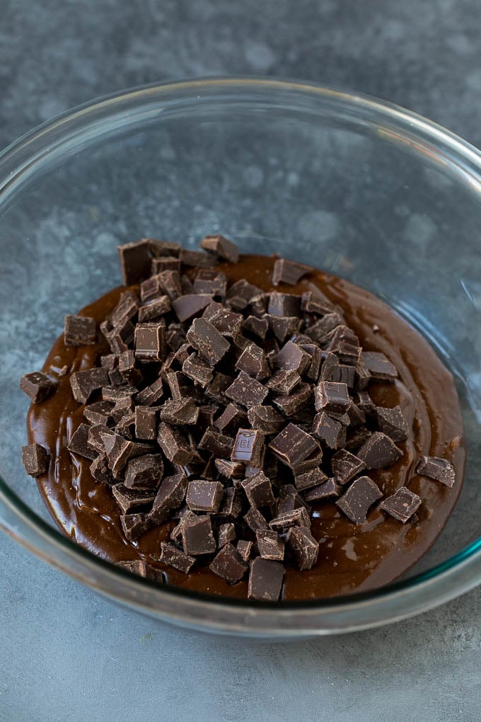 Brownie Cookies Recipe | Chocolate Cookies #cookies #brownies #chocolate #dessert #baking #sraye Chocolate cookie batter with chocolate chunks on top.