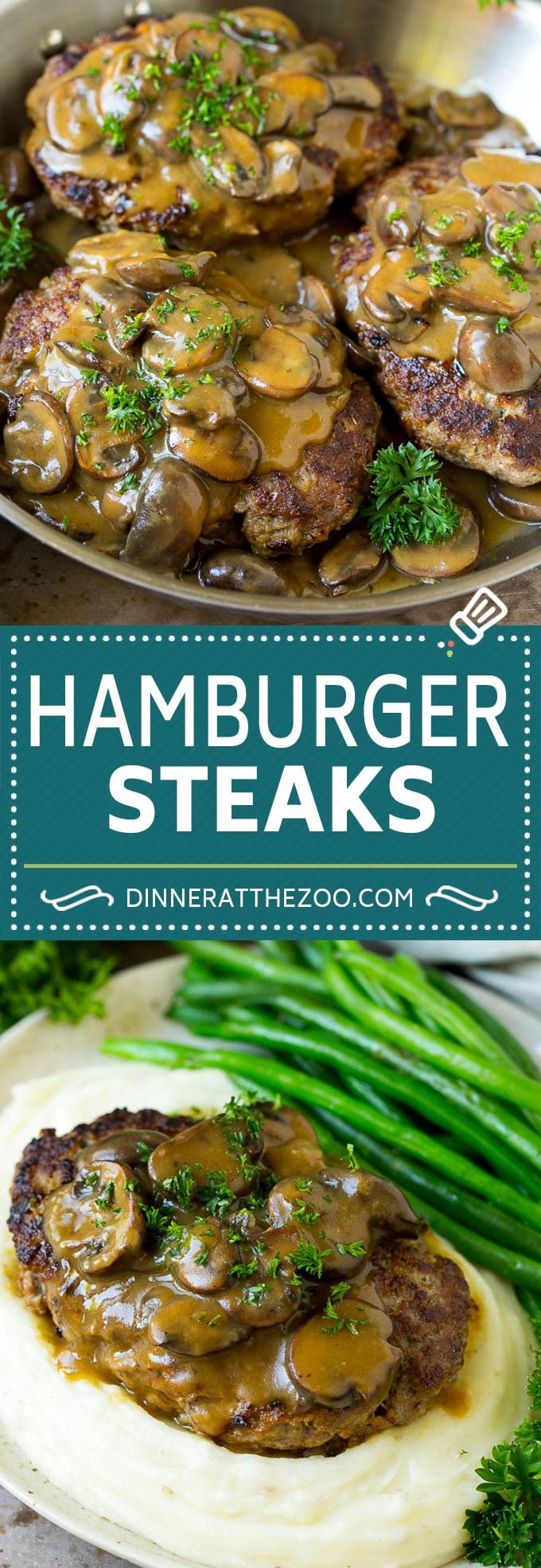 Hamburger Steaks with Mushroom Gravy Recipe | Salisbury Steak #hamburger #groundbeef #mushrooms #gravy #dinner #sraye