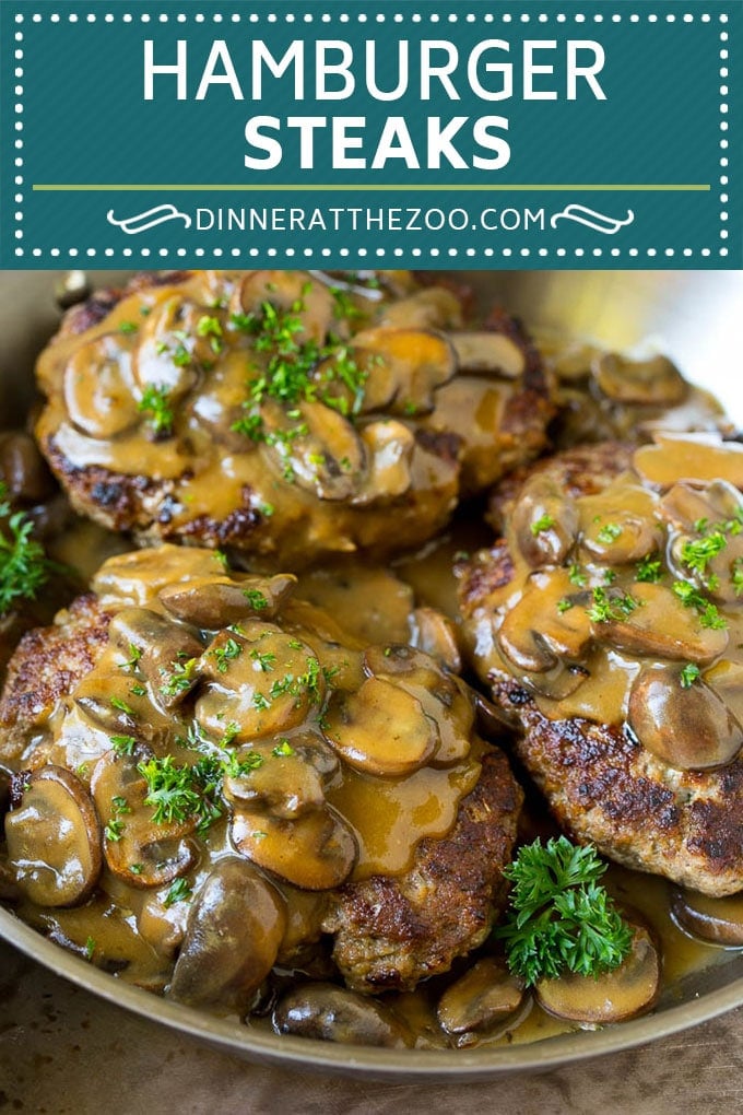 Hamburger Steaks with Mushroom Gravy Recipe | Salisbury Steak #hamburger #groundbeef #mushrooms #gravy #dinner #sraye