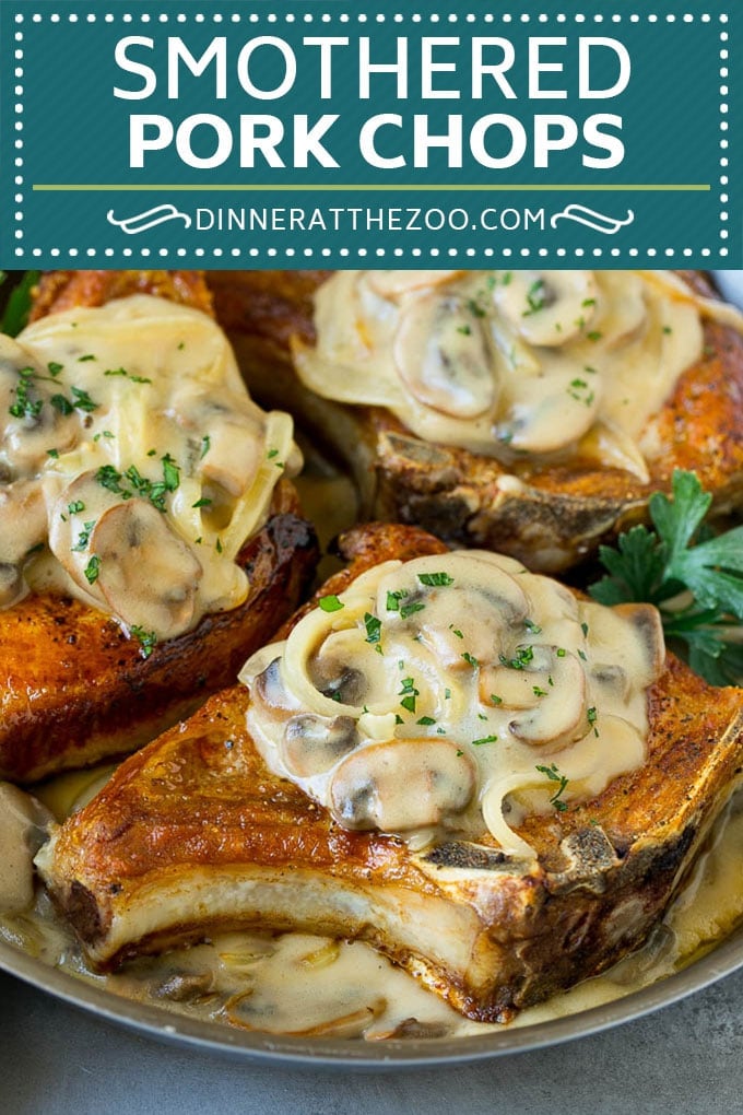 Smothered Pork Chops Recipe | Mushroom Pork Chops #pork #porkchops #mushrooms #gravy #dinner #sraye