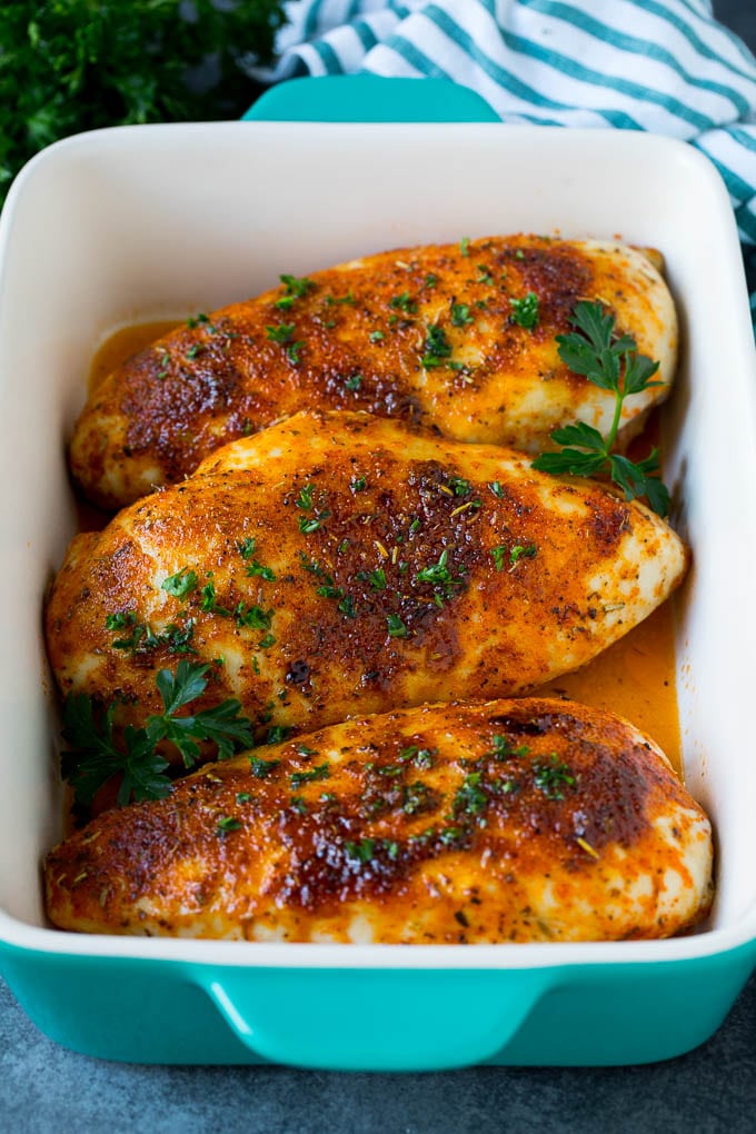Baked Chicken Breast Recipe #chicken #dinner #sraye Baked chicken breast topped with fresh chopped parsley.