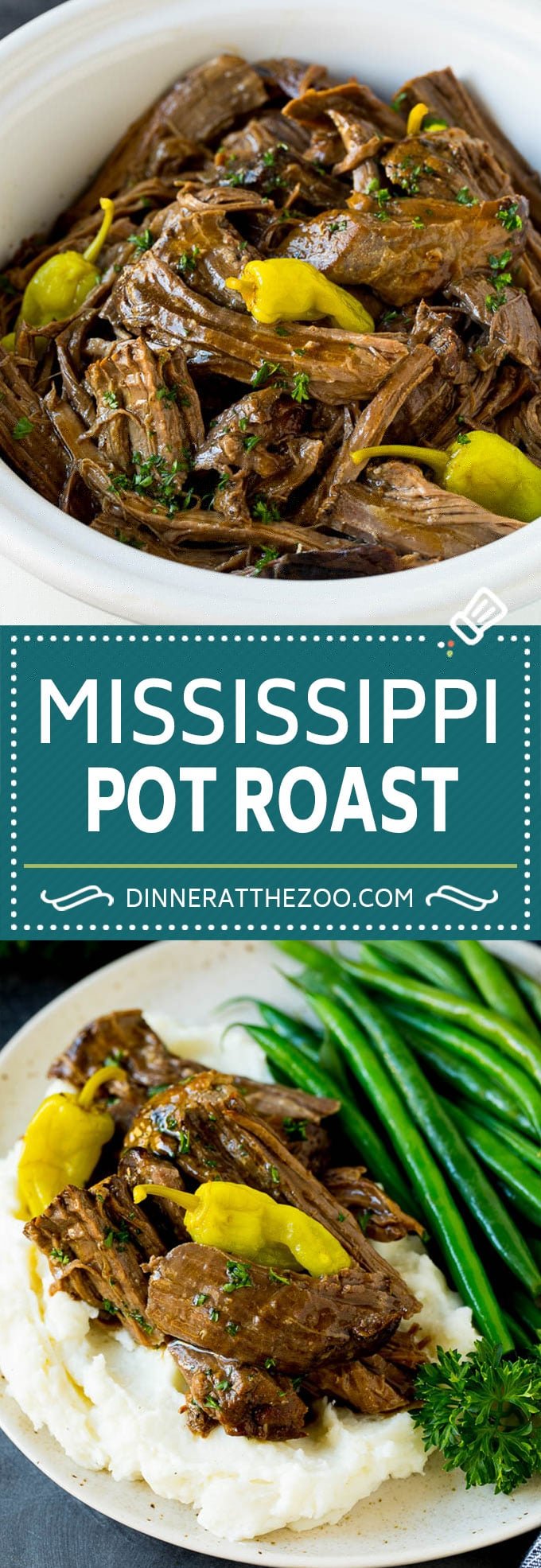 Mississippi Pot Roast #slowcooker #potroast #beef #crockpot #dinner #sraye