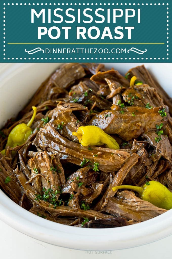 Mississippi Pot Roast #slowcooker #potroast #beef #crockpot #dinner #sraye