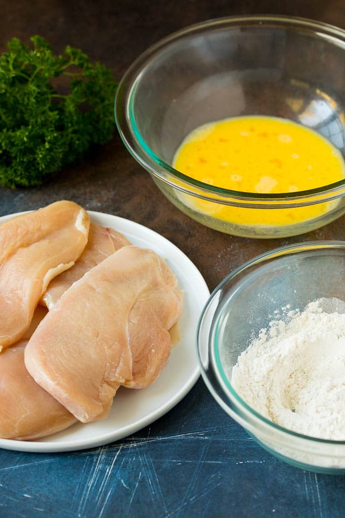 Chicken Francese Recipe #chicken #lemon #dinner #sraye Chicken breasts, seasoned flour and egg batter.